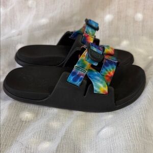 Kids Size 3 Chaco Chillos Slide Sandals with Tie Dyed Straps